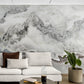 Black and white marble wallpaper mural, Abstract self adhesive wallpaper, Temporary accent wall mural, Mural for living room, Peel and stick wallpaper