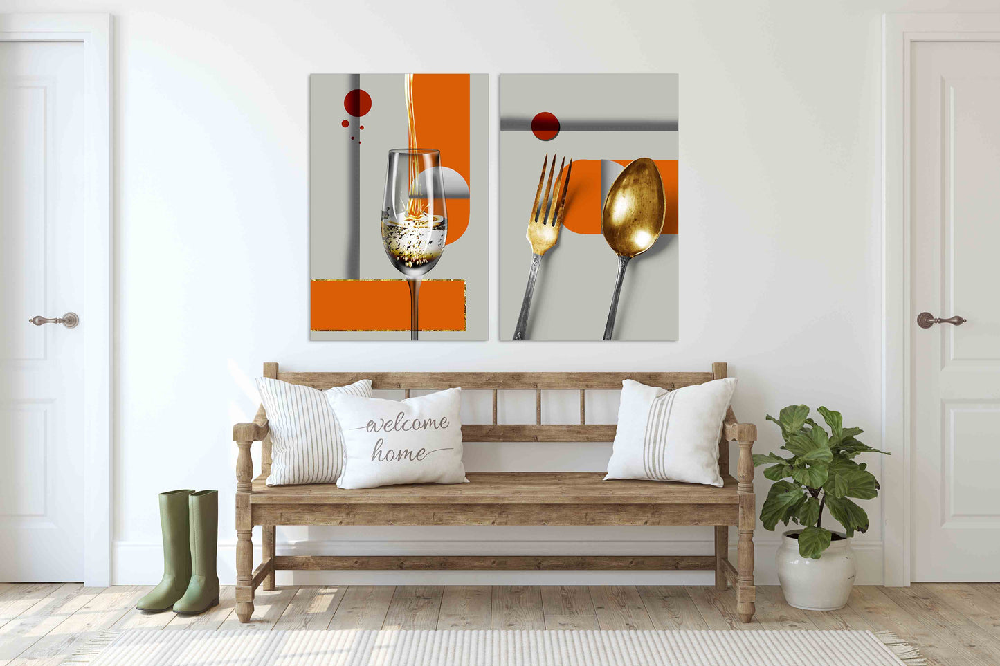 Kitchen wall decor Set of 2 prints Home wall decor Kitchen gift Kitchen wall art Abstract painting Abstract canvas