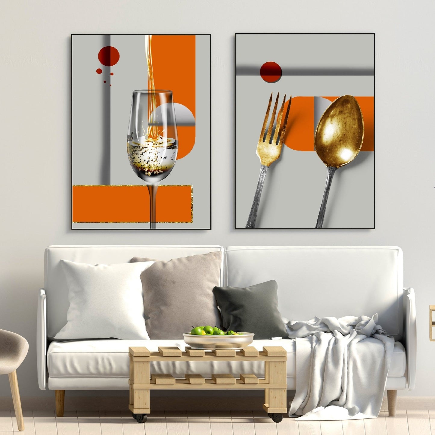 Kitchen wall decor Set of 2 prints Home wall decor Kitchen gift Kitchen wall art Abstract painting Abstract canvas