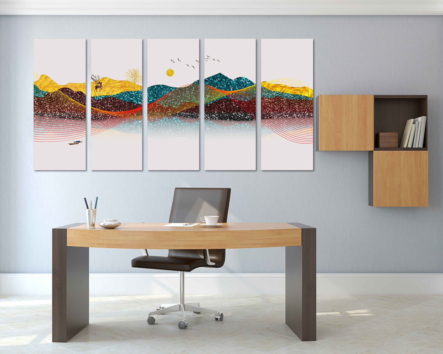 Mountain line art wall print Modern abstract art Abstract art print Multi panel canvas room wall decor Abstract wall art Abstract painting