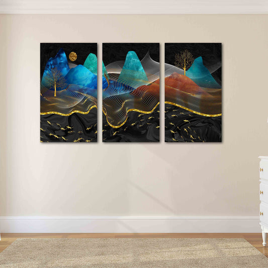 Rocks and mountains Smoky mountains wall art 3 panel canvas Home wall decor Outdoors mountains wall art Canvas painting