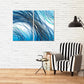 Large abstract painting blue and gold Abstract colorful painting large Expressionist painting 3 piece frame canvas Home wall decor