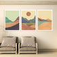 Mid century modern abstract mountain wall art canvas, printable wall art set of 3, minimalist wall art, geometric canvas painting