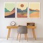 Mid century modern abstract mountain wall art canvas, printable wall art set of 3, minimalist wall art, geometric canvas painting