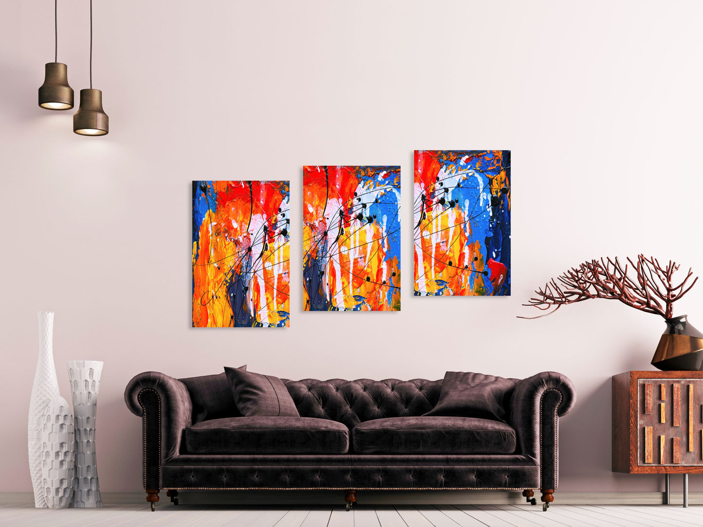 Abstract wall art, modern wall art paintings on canvas, decorative gift, printable wall art set of 3,  multi panel wall art