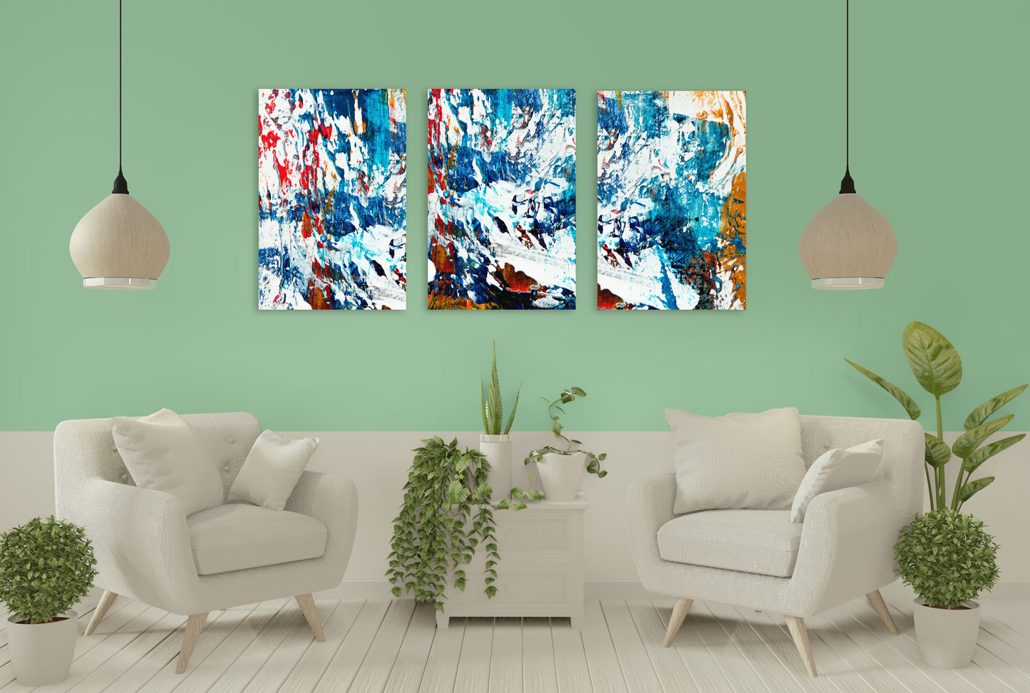 Abstract wall art modern wall art canvas abstract decorative gift printable wall art set of 3 abstract painting blue canvas wall art