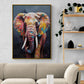 Colorful elephant wall art, large animal canvas print, printable oil paint effect artwork, modern floater frame wall art, bedroom artwork