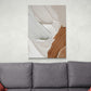 Abstract oil painting effect canvas print, framed 3d effect wall art, artwork in white and brown colors, gift for boss