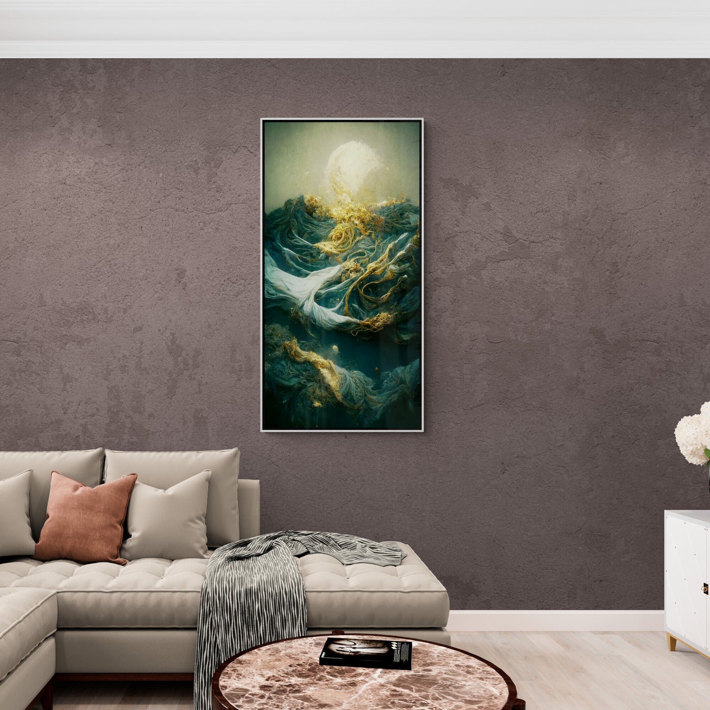 Fantasy wall art, 3d canvas print, framed mystery artwork, vertical above bed wall art, abstract wall art, accent art print