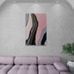 Abstract canvas print, framed pink and black wall art, large contemporary wall art, art deco canvas print, living room wall art