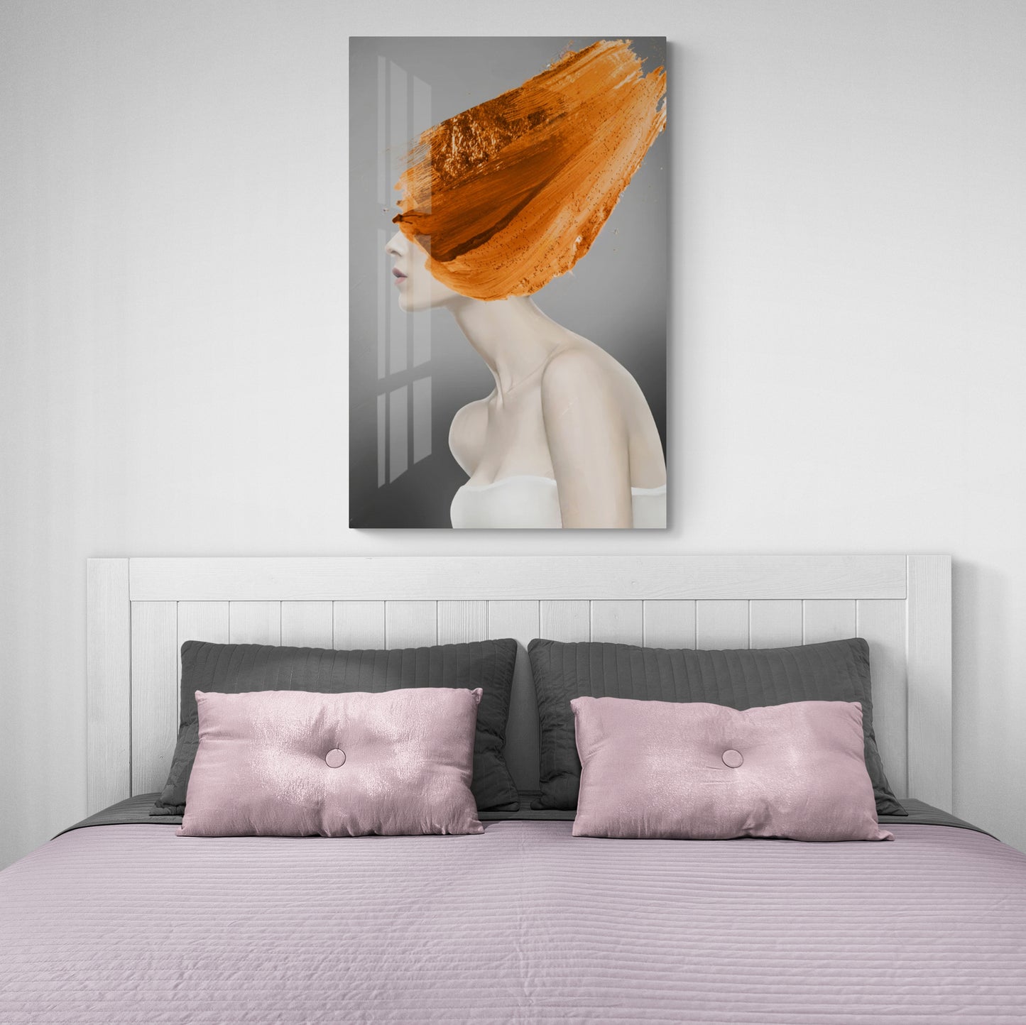 Modern framed wall art, fashion art print, woman portrait canvas print, stylish above bed wall art, gift for her