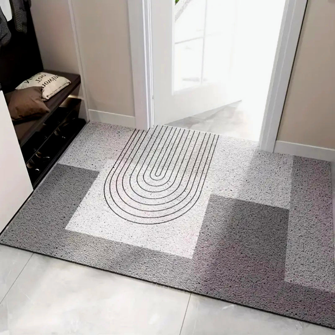 Schmutzabweisender Teppich, Flurteppich im skandinavischen Stil „Graues Labyrinth“