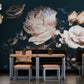 Dark floral wallpaper, Peel and stick peonies wallpaper mural, Extra large floral wall mural, Big flowers wallpaper, Temporary wall mural for bedroom