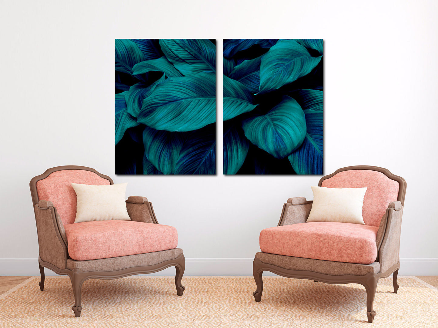 Huge Tropical leaves wall art paintings on canvas Home farmhouse wall decor canvas painting floral canvas wall art