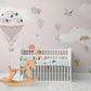 Extra large nursery wallpaper, self adhesive girl room wall mural, peel and stick baloons wallpaper, accentual pink wallpaper for child bedroom