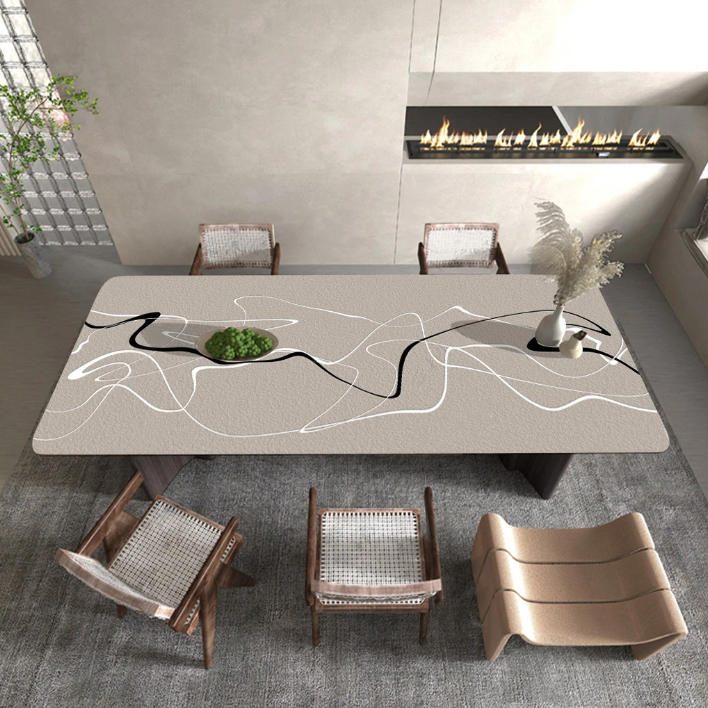 Schutz-Tischdecke in Lederoptik für ein modernes Esszimmer, Küchenabdeckung mit Lederstruktur „Sumi-e“