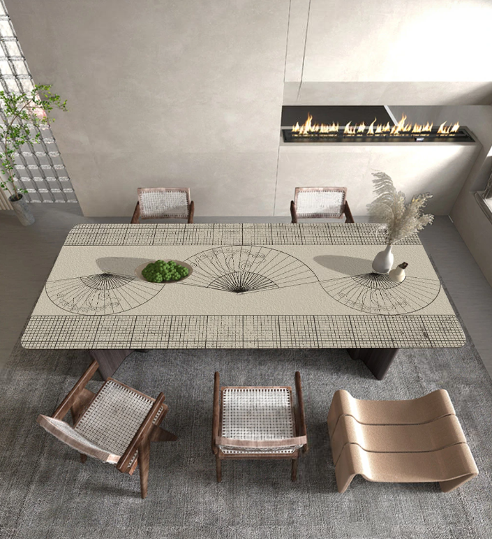 PVC-Tischdecke mit Lederstruktur für den Esstisch, Tischauflage für die Küche „Shoji“
