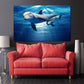 Dolphin wood wall artwall decor canvas painting bright wall art extra large wall art Dolphin canvas art Marine wall art  fish wall art