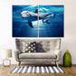 Dolphin wood wall artwall decor canvas painting bright wall art extra large wall art Dolphin canvas art Marine wall art  fish wall art