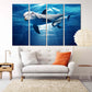 Dolphin wood wall artwall decor canvas painting bright wall art extra large wall art Dolphin canvas art Marine wall art  fish wall art