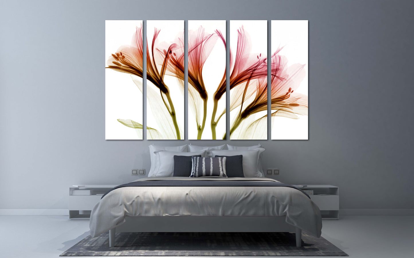 Flowers wall art paintings on canvas, home wall decor, canvas painting 3 piece wall art 4 panel wall art 5 panel canvas  flowers canvas