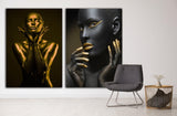 Modern wall art paintings on canvas, home wall decor, african canvas art, fashion wall art, printable wall art, 2 panel wall art