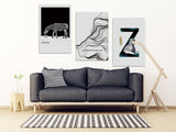 Abstract wall art paintings on canvas, home wall decor, printable wall art set of 3, black and white art minimalist wall art zebra art print