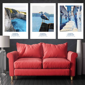 Set of 3 prints coastal decor, modern wall art paintings on canvas home wall decor printable wall art set of 3 seascape, seascape canvas art