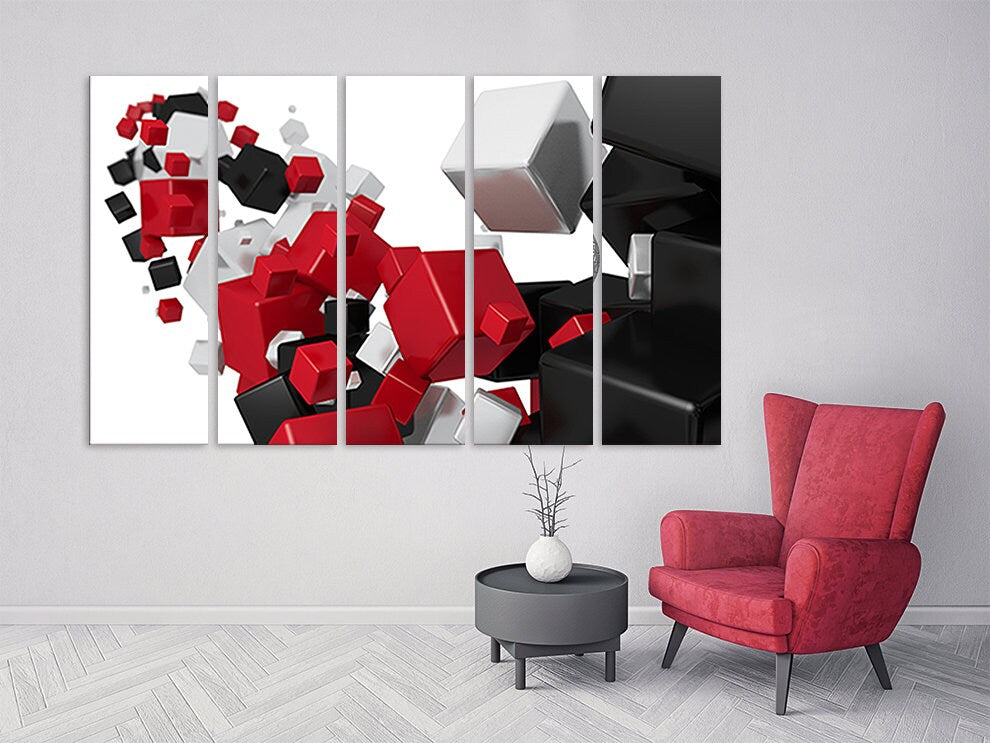 Geometric wall art, Abstract wall art paintings on canvas, home wall decor, canvas painting, huge wall art, multi panel wall art