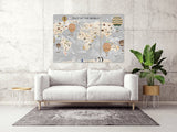 Boy nursery wall art, Children's world map wall art paintings on canvas, home wall decor, canvas painting, multi panel wall art extra large