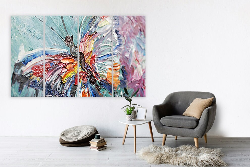Butterfly wall art paintings on canvas, home wall decor, large canvas art, printable wall art, abstract print, Modern wall art