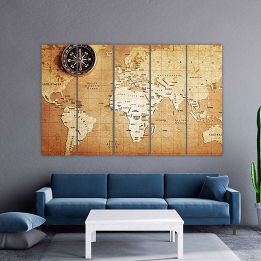 World map wall art paintings on canvas, home wall decor, canvas painting, huge wall art, living room art, extra large wall art