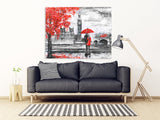 Love paintings on canvas, valentines day gift, love picture,  red umbrella art, Red tree wall decor, couple in love art extra large wall art