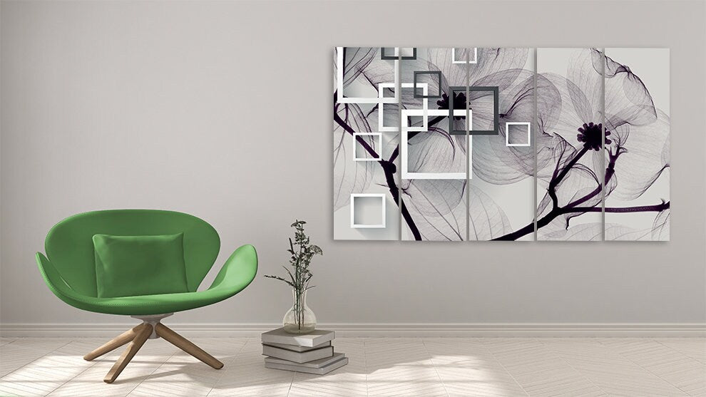 Black and white art Flowers wall art paintings on canvas, home wall decor, canvas painting, farmhouse wall decor, living room art