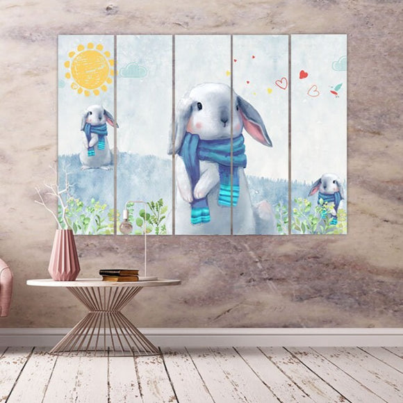 Baby wall art paintings on canvas, home wall decor nursery wall art hare wall art nursery decor girl nursery decor baby room wall decor