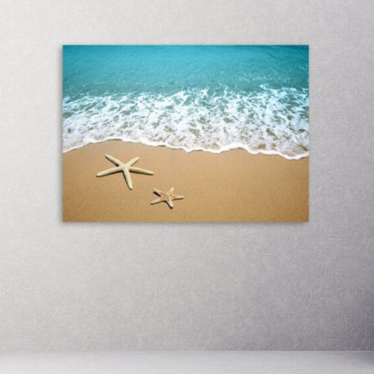 Seascape painting, Nature wall art paintings on canvas, starfish wall art, sun sea sand, sea shore prints beach wall decor canvas painting,