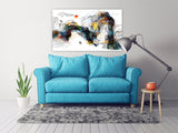 Abstract wall art paintings on canvas, blue wave abstract home wall decor, canvas painting, housewarming gift abstract print