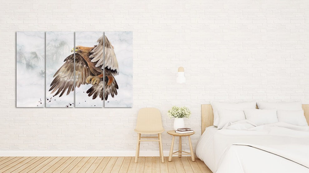 Eagle wall art paintings on canvas, home wall decor, canvas painting, housewarming and wedding gift eagle canvas print