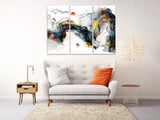 Abstract wall art paintings on canvas, blue wave abstract home wall decor, canvas painting, housewarming gift abstract print