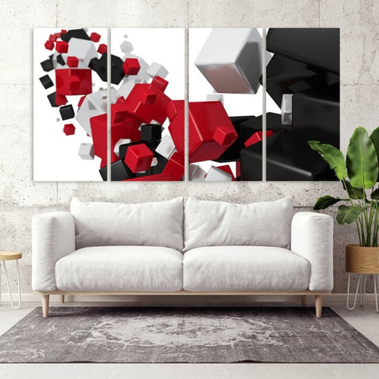 Geometric wall art, Abstract wall art paintings on canvas, home wall decor, canvas painting, huge wall art, multi panel wall art