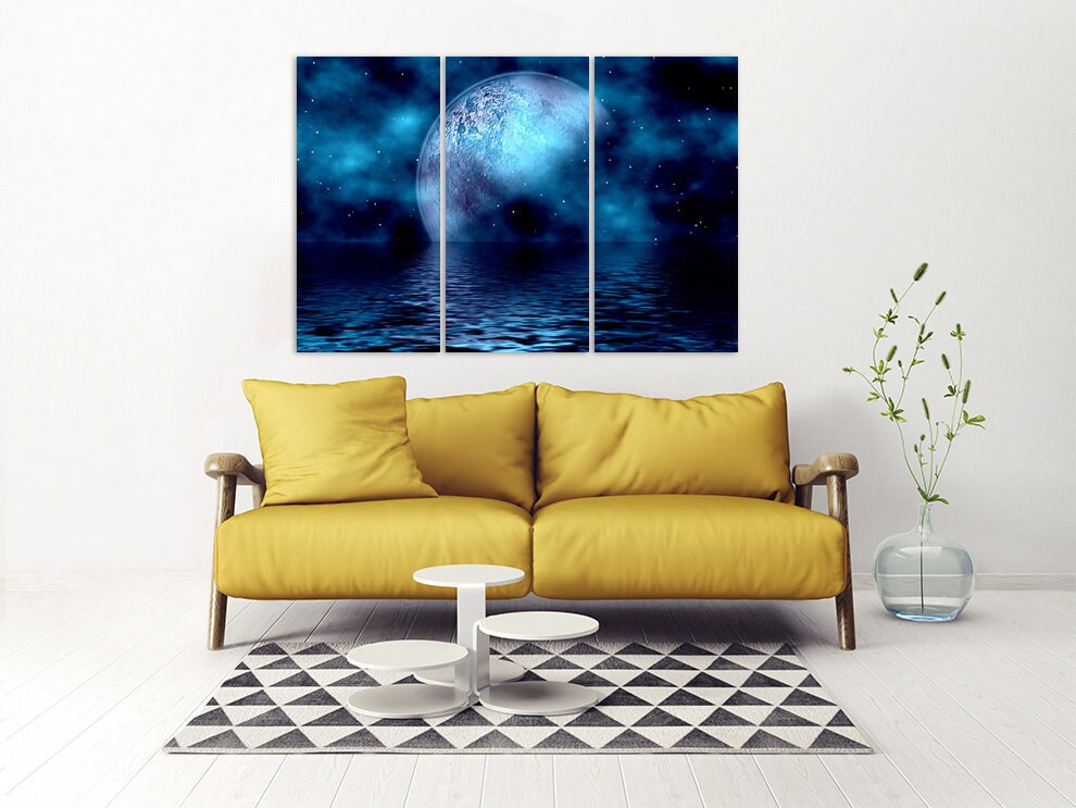 Moon wall art, Сosmos wall art paintings on canvas outer space decor home wall decor canvas painting bedroom wall decor multi panel wall art