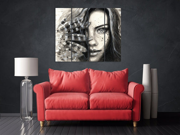 Paintings women faces wall art paintings on canvas, home wall decor, black and white wall art,  black and white prints, canvas painting