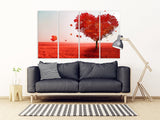 Love wall art paintings on canvas, home wall decor, red heart wall art, valentines day gift, heart wall decor, Red tree wall decor