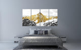 Gold mountains wall art paintings on canvas, wall pictures mountains, nature wall art, home wall decor, mountain art print