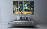 Modern wall art paintings on canvas, Abstract painting,home wall decor, abstract print, Colorful interior of bar and restaurant at night