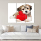 Red heart wall art, Love wall art paintings on canvas, valentines day gift, love picture, pet paintings, Valentine dog, heart wall decor