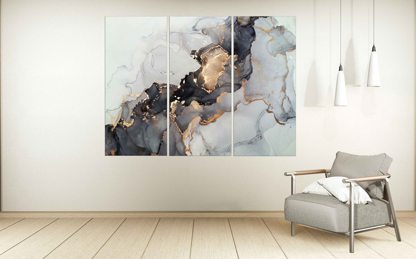 Marble wall decor, marble canvas abstract, gold and black wall art abstract wall art paintings on canvas, multi panel wall art Marble canvas