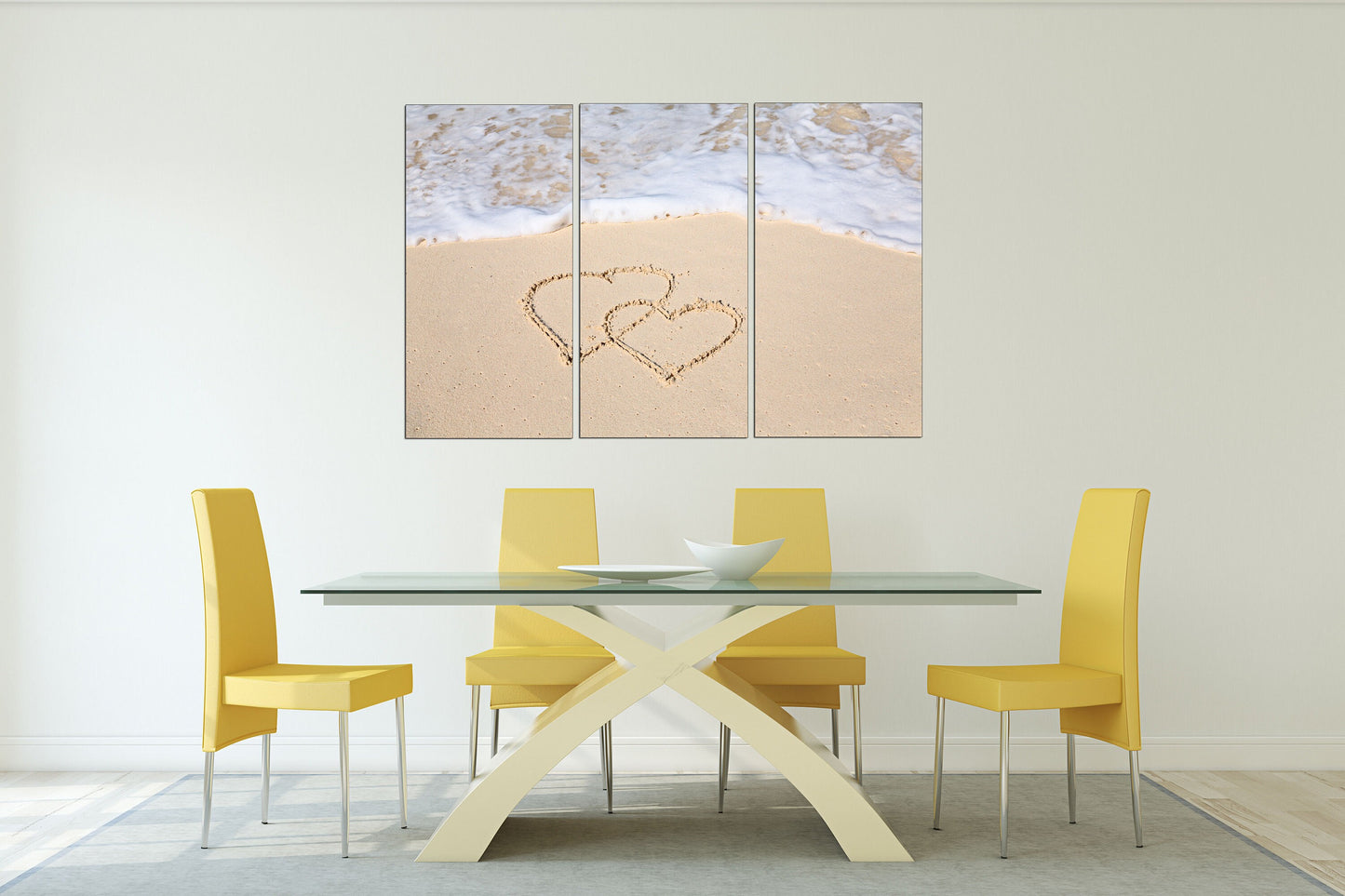 Heart wall decor, Love wall art paintings on canvas, valentines day gift, seascape painting,  love picture, deep sea sand hearts in the sand