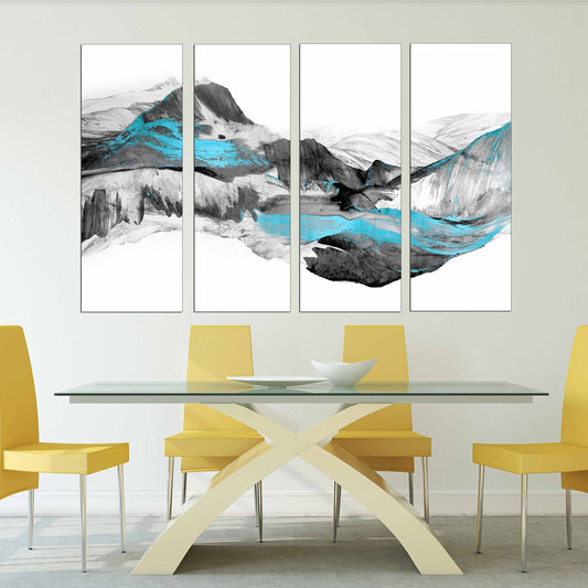 Abstract waves, Abstract wall art paintings on canvas, home wall decor, canvas painting, blue wave abstract, mountain wall art