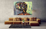 Black woman wall art Afro woman Abstract African wall art African canvas art painting Large wall art Trendy wall art African american art